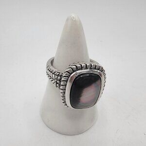 WOMENS SILVER TONE RING WITH MOP Black‎ Shimmer STONE SIZE 8.5 BY CITY ROX